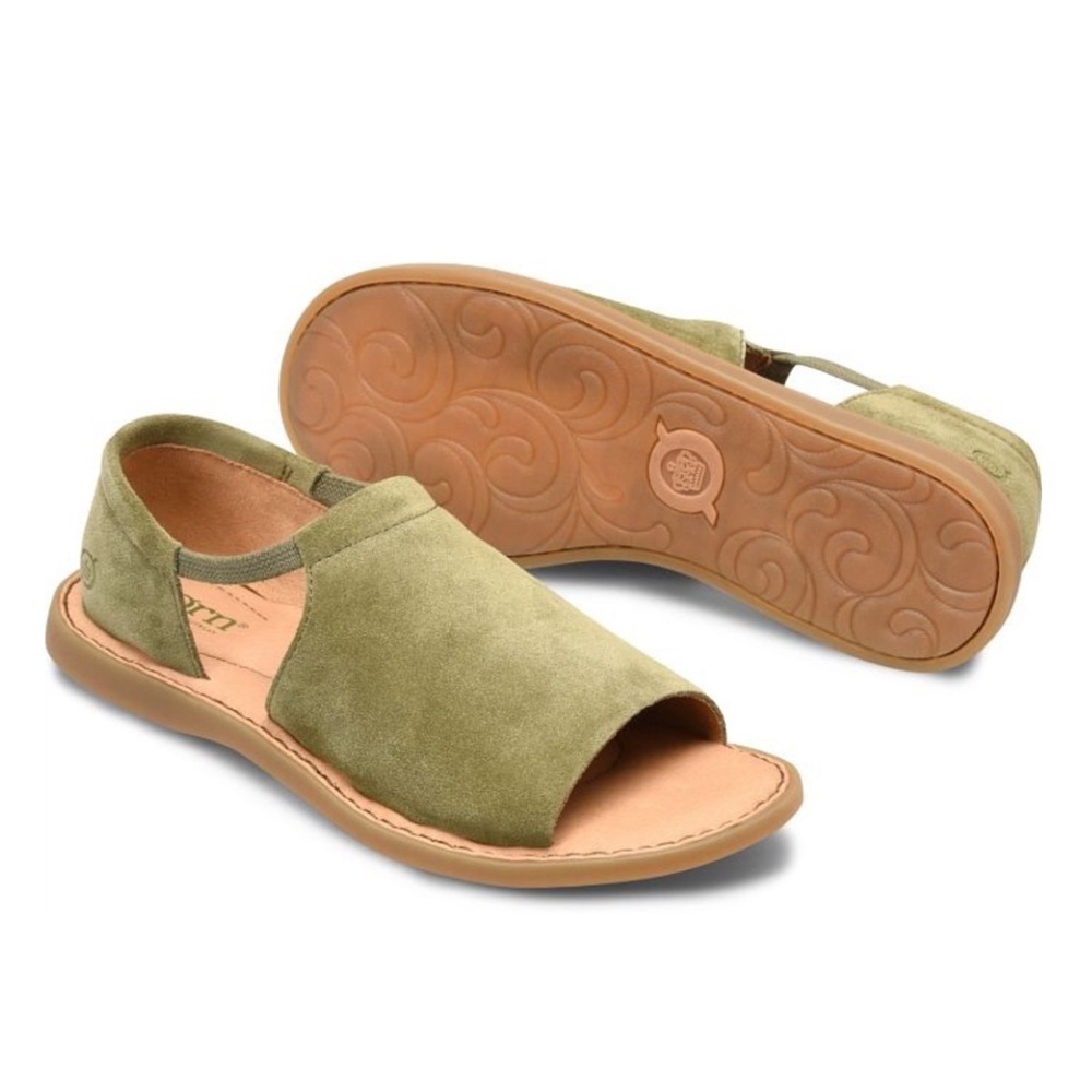 Born Cove Modern Green Suede Sandals